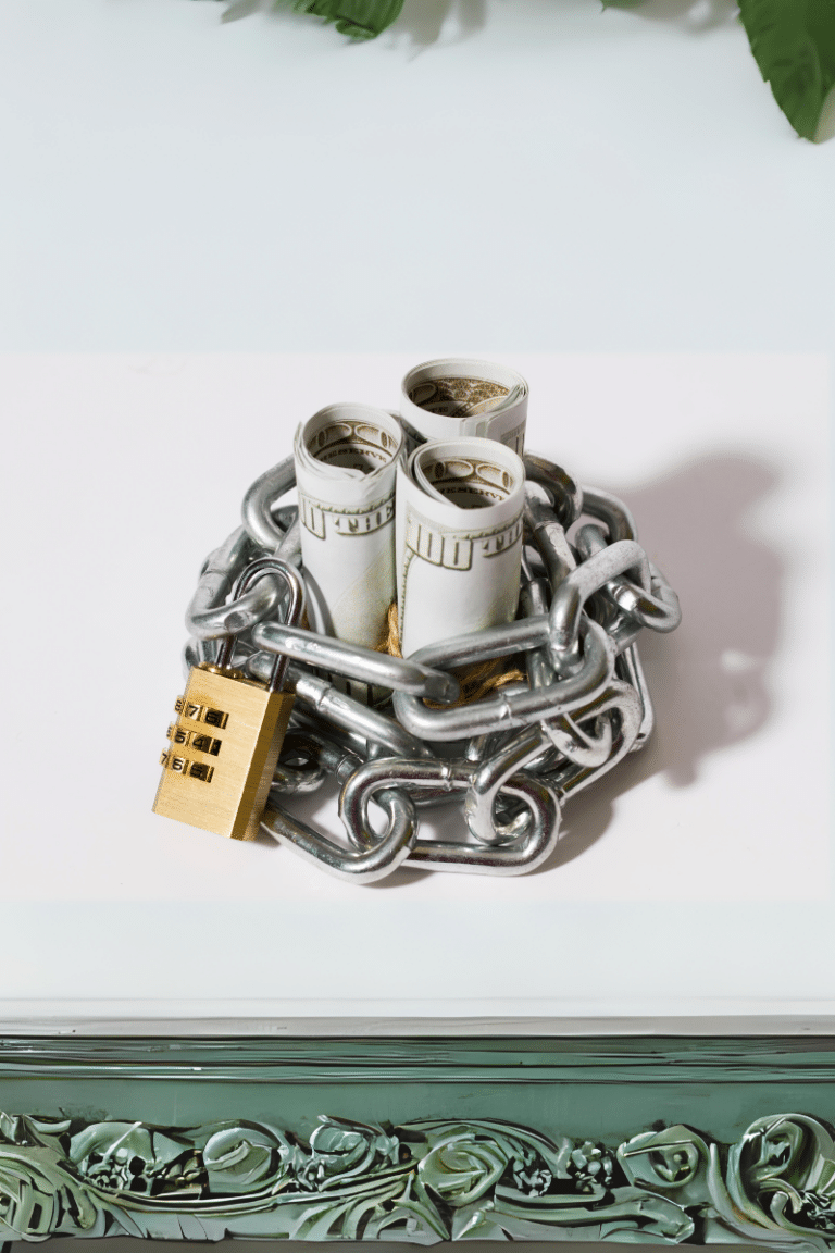 american money secured by lock and chain