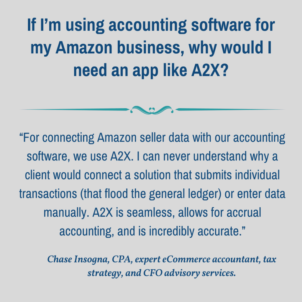 A2X Accounting software for eCommerce quote